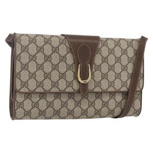 Authentic GUCCI GG Supreme Shoulder Bag PVC Beige Gold 904 02 050